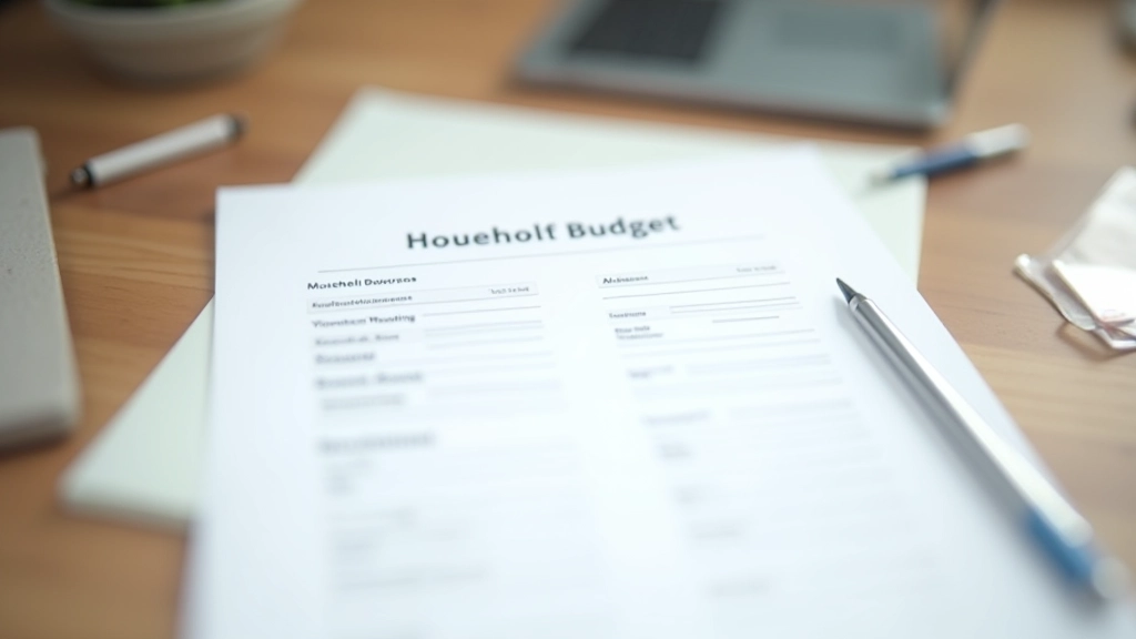 Budget template and planning documents spread across desk with colored markers