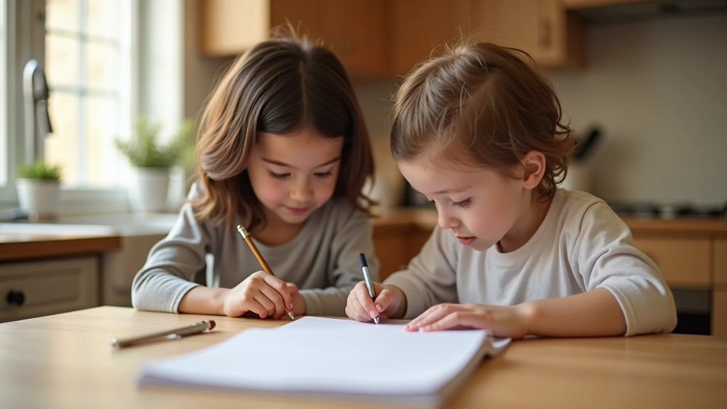 Child learning about saving money with parent at home