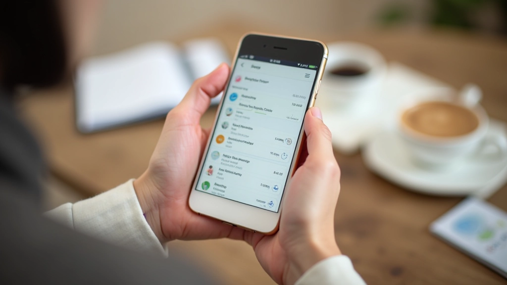 Person reviewing budget tracking app on smartphone with expense categories displayed