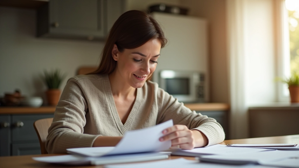 Canadian household bills and essential expenses arranged on desk with calculator and notepad